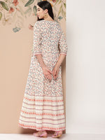 Thumbnail for Kalini Floral Printed Tie-Up Detail Angrakha Style Anarkali Kurta - Distacart