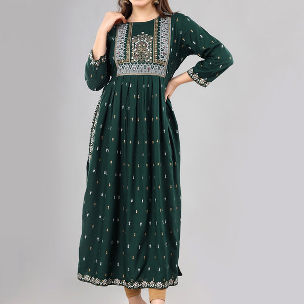 Kalini Women Green Floral Printed Floral Anarkali Kurta - Distacart