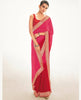 Pink Georgette Foil Printed Saree With Unstitched Blouse Piece - Nitya - Distacart