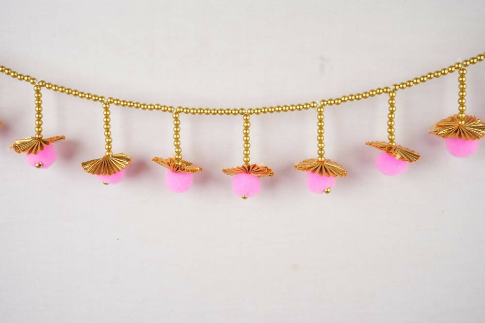 Kundan HandiKrafts Lite Pink Pom Pom Thoranna - Distacart