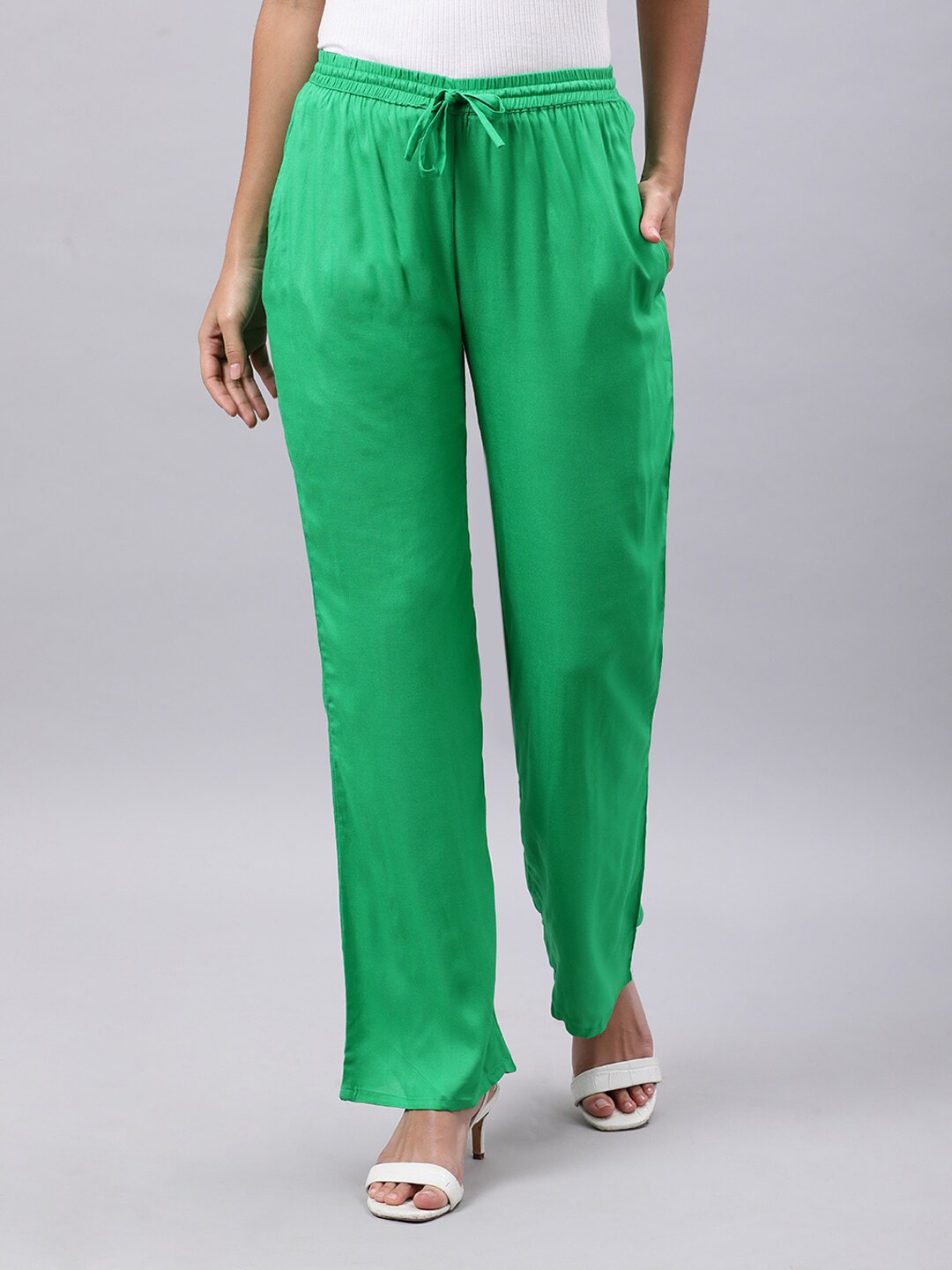 Souchii Green Liva Palazzos - Distacart
