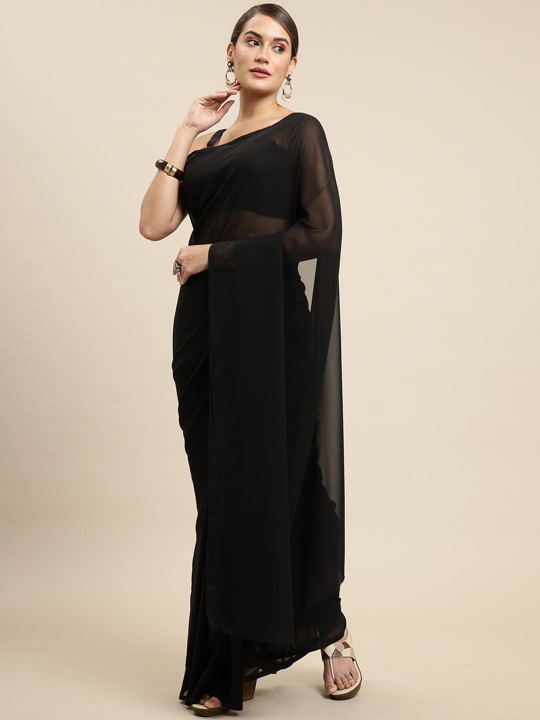 Kalini Women Black Solid Saree - Distacart