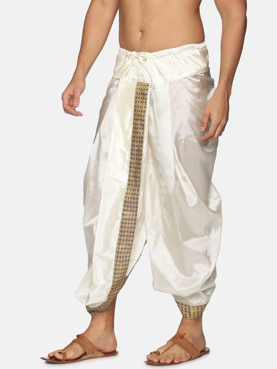 Sethukrishna Men Cream Men Solid Dhoti Pant - Distacart