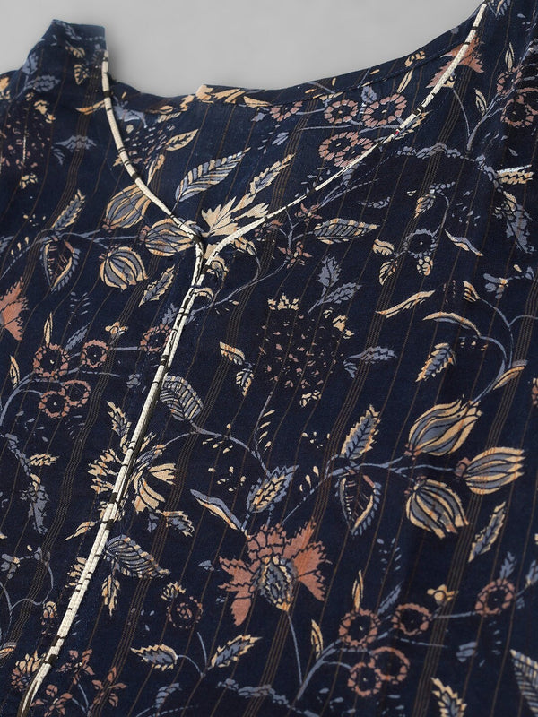 Kalini Women Floral Printed Pure Cotton Kurta with Trousers - Distacart