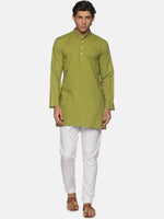 Thumbnail for Sethukrishna Men Green Pure Cotton Kurta with Pyjamas - Distacart