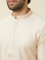 Thumbnail for Manyavar Geometric Woven Design Pure Cotton Kurta With Pyjamas - Distacart