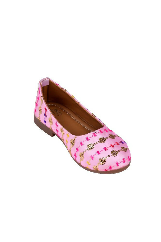 Tiny Bugs Girls Embroidered Ethnic Ballerinas-Pink - Distacart