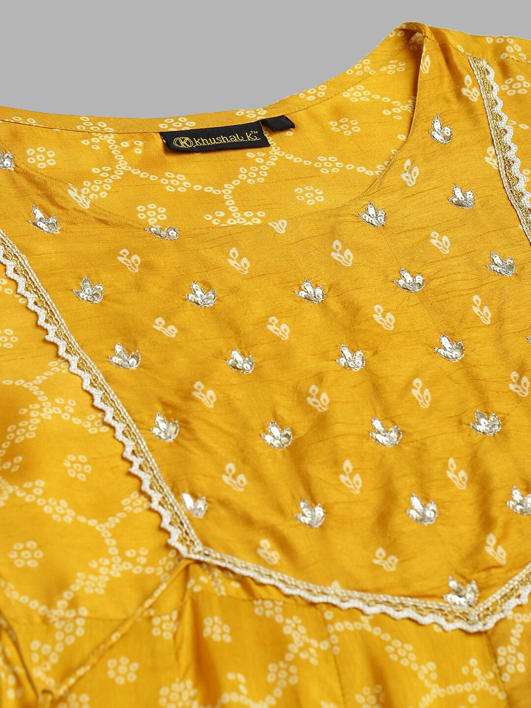 Khushal K Ethnic Motifs Printed Sequinned Kurta with Palazzos & Dupatta - Distacart