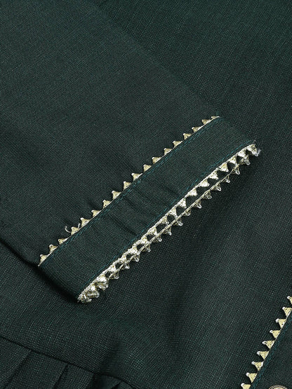 Green Poly Cotton Solid Nayra Cut Kurta - Tirtha - Distacart