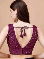 Thumbnail for Tikhi Imli Embroidered Mirror Work Dupion Saree Blouse - Distacart