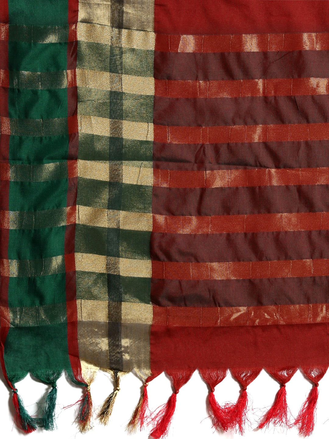 Saree Mall Red & Green Solid Saree - Distacart