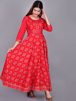 Thumbnail for Kalini Women Red Printed Anarkali Kurta - Distacart