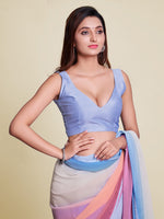 Thumbnail for Mitera Pink & White Ombre Pure Chiffon Saree - Distacart