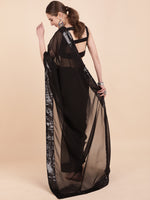 Thumbnail for Sangria Black Sequinned Pure Georgette Saree - Distacart