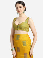 Thumbnail for Kalini Yellow & Green Ethnic Motifs Fusion Saree - Distacart