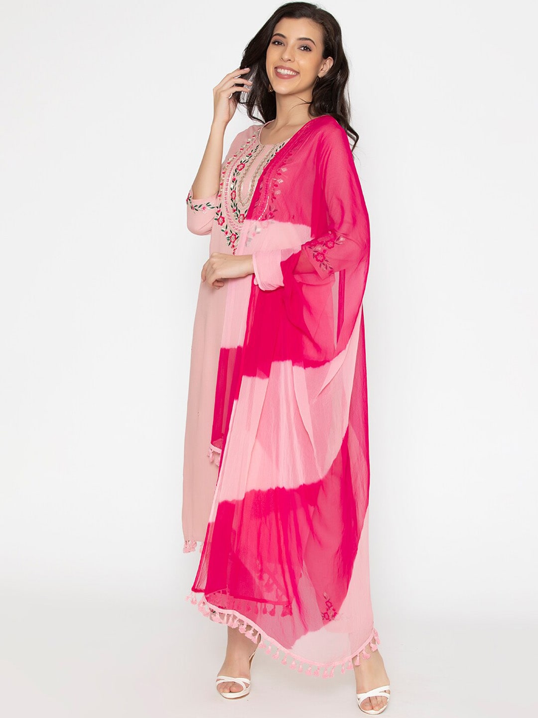 Kalini Ethnic Motifs Embroidered Thread Work Kurta with Trousers & Dupatta - Distacart