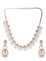 Thumbnail for Saraf RS Jewellery Rose Gold-Plated & Sea Green American Diamond Studded Jewellery Set - Distacart