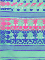 Thumbnail for Kalini Green & Blue Floral Silk Cotton Jamdani Saree - Distacart