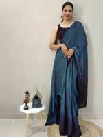 Thumbnail for Mitera Blue Ombre Dyed Ready To Wear Saree - Distacart