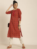 Thumbnail for Sangria Women Pink & Green Pure Cotton Bandhani Printed Kurta - Distacart