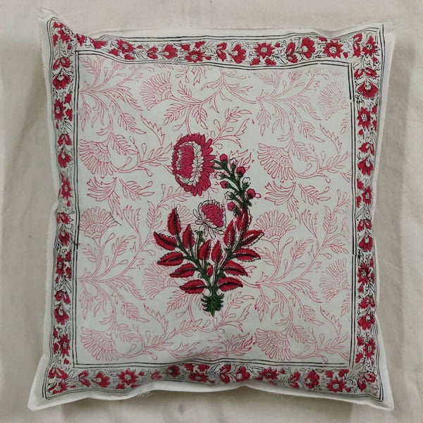 The Decor Nook Pink Chrysanthemum Print With Pink Border Cushion Cover - Distacart