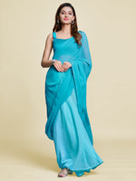 Thumbnail for Mitera Blue Polka Dot Pure Georgette Half and Half Saree - Distacart