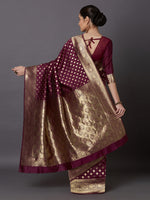 Thumbnail for Mitera Magenta & Gold-Toned Silk Blend Woven Design Kanjeevaram Saree - Distacart