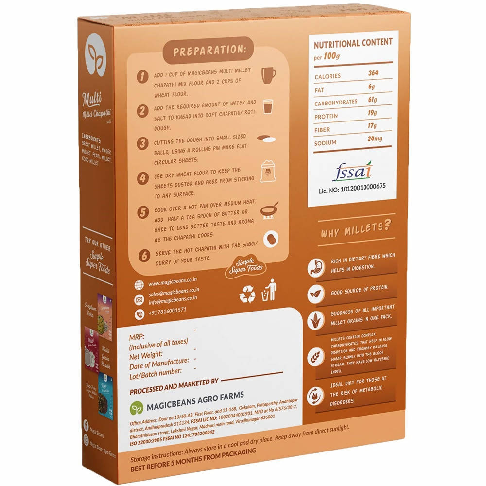 Magicbeans Multi Millet Chapathi / Roti Flour