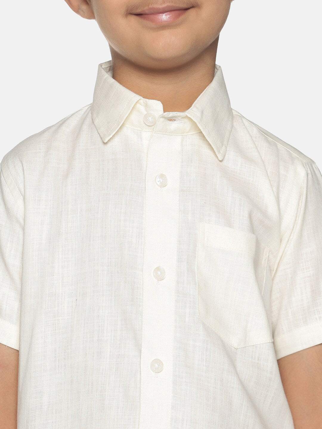 Sethukrishna Boys Cream-Coloured & Gold-Coloured Shirt with Dhoti - Distacart