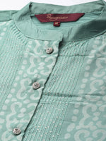 Thumbnail for Sangria Women Sea Green Ethnic Motifs Sequinned Liva Kurta with Trousers & With Dupatta - Distacart