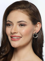 Thumbnail for NVR Women's Western Silver Plated Circular Metal Hoop Earrings - Distacart