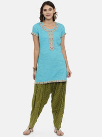 Thumbnail for Souchii Olive Green Woven Design Patiala - Distacart