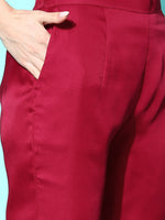 Thumbnail for Sangria Women Floral Embroidered Patchwork Kurta with Trousers - Distacart