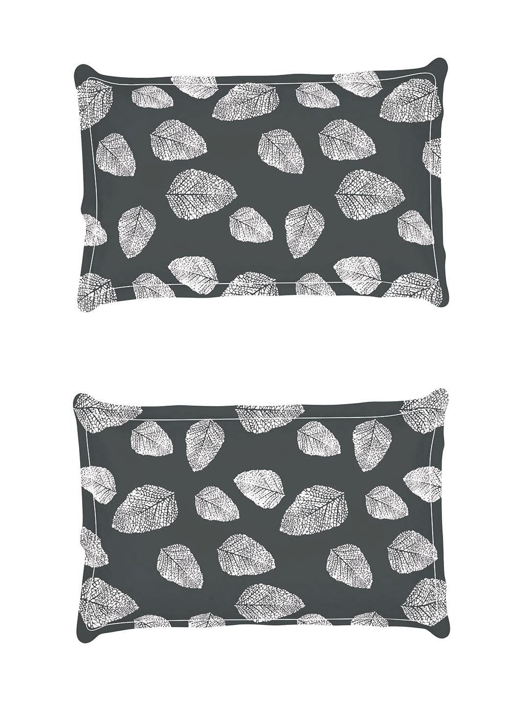 Story@home Arena Grey & White Floral Printed 180 TC Bedsheet & Pillow Covers - Distacart