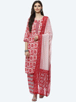 Thumbnail for Biba Women Red Paisley Printed Kurti with Salwar & With Dupatta - Distacart