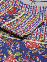 Thumbnail for Kalini Floral Printed Gotta Patti Pure Cotton Kurta with Trousers & Dupatta - Distacart