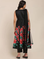 Thumbnail for NOZ2TOZ Black Floral Printed Pleated Kurta with Trousers & With Dupatta For Girls - Distacart