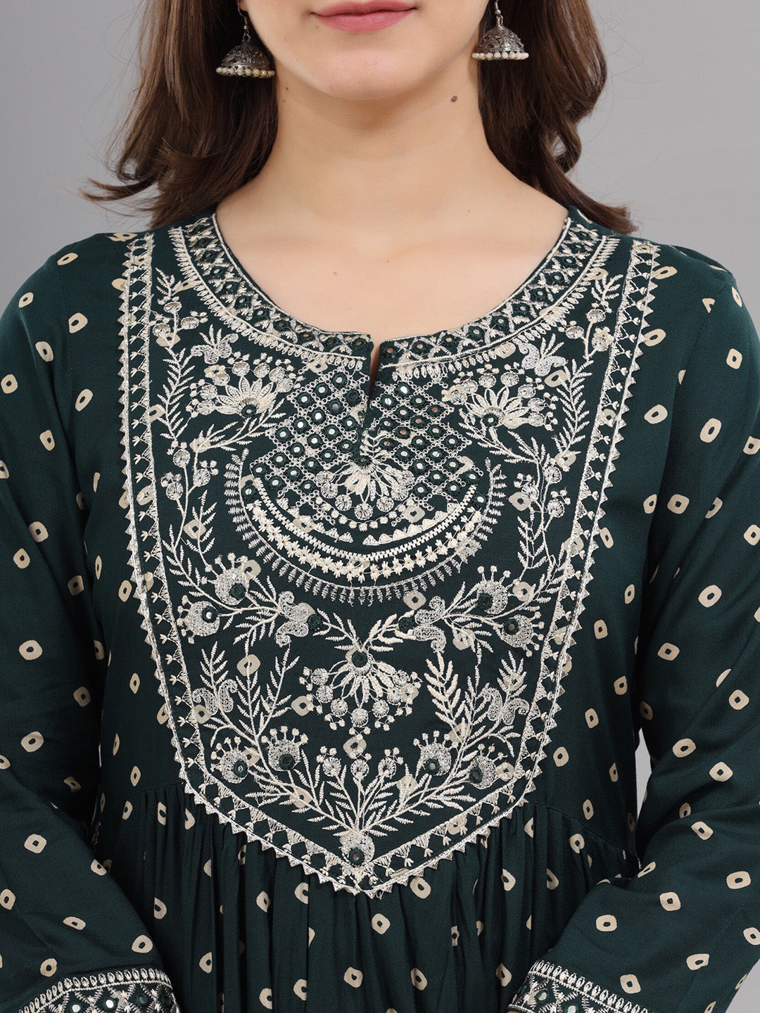 Kalini Women Green Ethnic Motifs Printed Embroidered Kurta - Distacart