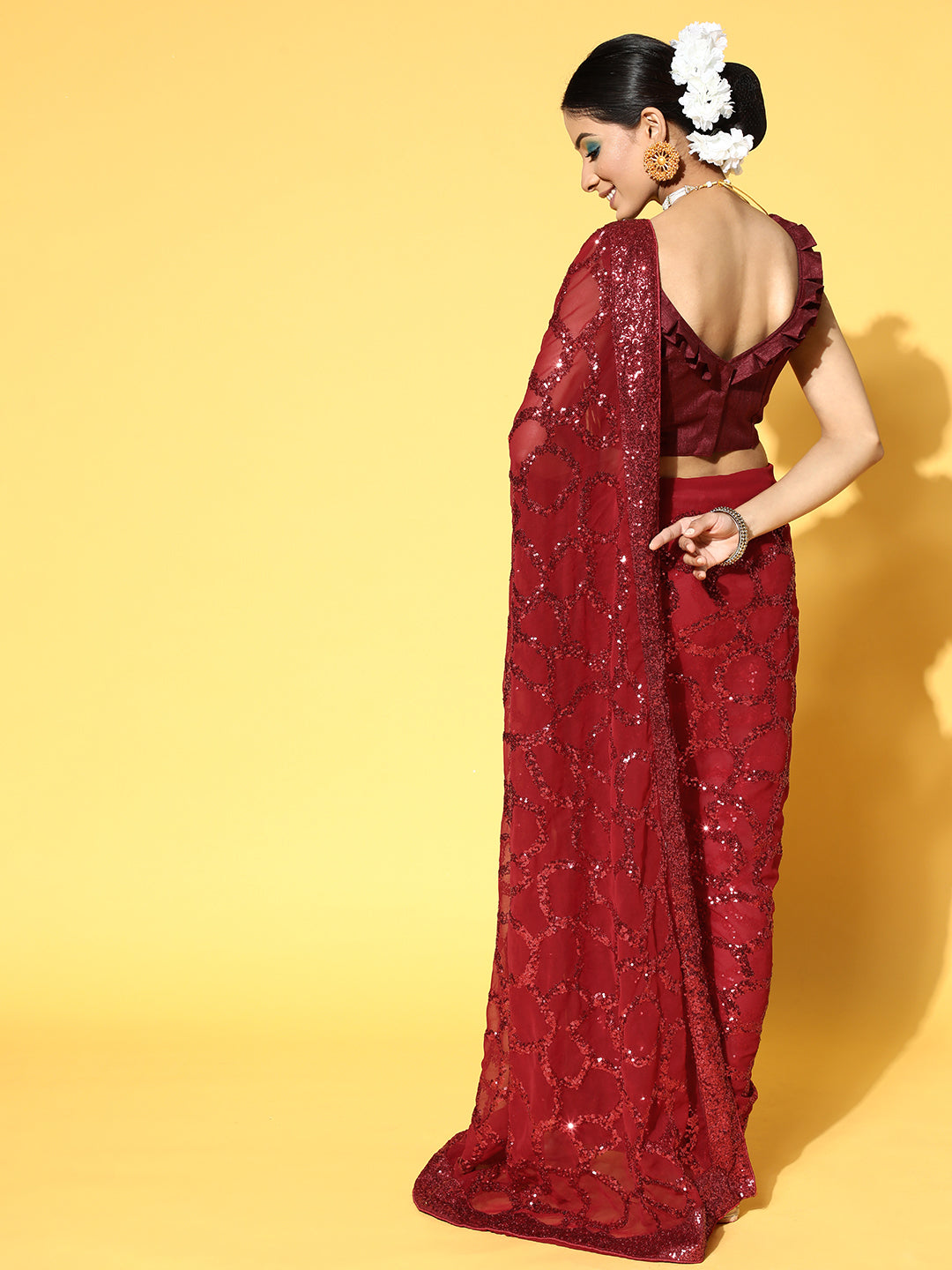 Mitera Embellished Saree with Border - Distacart