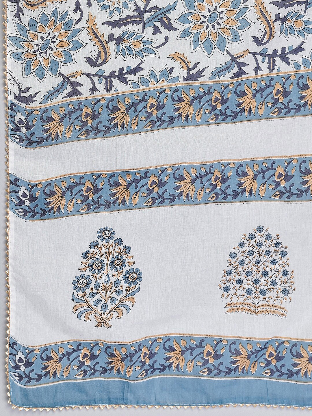 Kalini Floral Printed Sequinned Pure Cotton Kurta with Trousers & Dupatta - Distacart