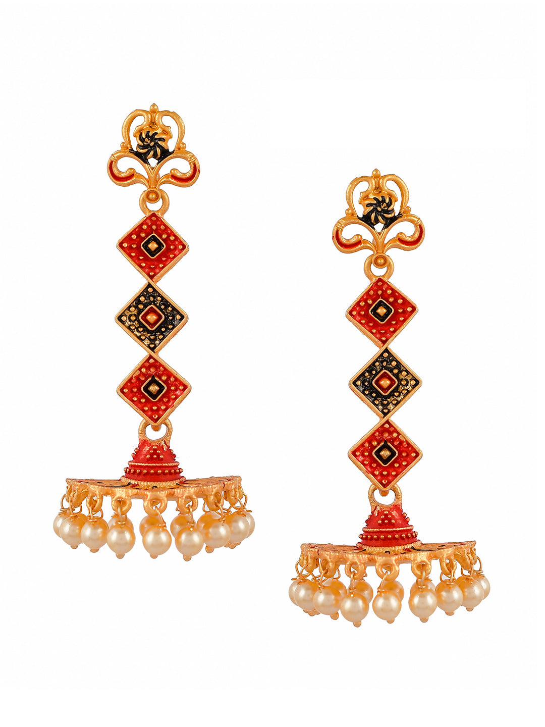 Shoshaa Gold-Toned Contemporary Jhumka Earrings - Distacart