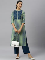 Thumbnail for Khushal K Women Chevron Printed Kurta with Trousers - Distacart