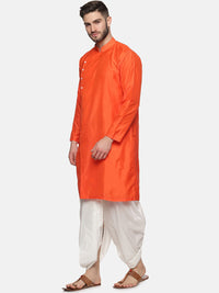Thumbnail for Sethukrishna Men Orange Angrakha Top with Dhoti Pants - Distacart