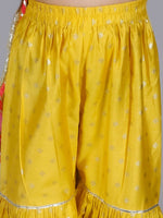 Thumbnail for Lil Drama Ethnic Girls Yellow kurta with Sharara and Dupatta set - Distacart