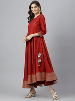 Thumbnail for Kalini Women Maroon Solid Anarkali Kurta With Dupatta - Distacart