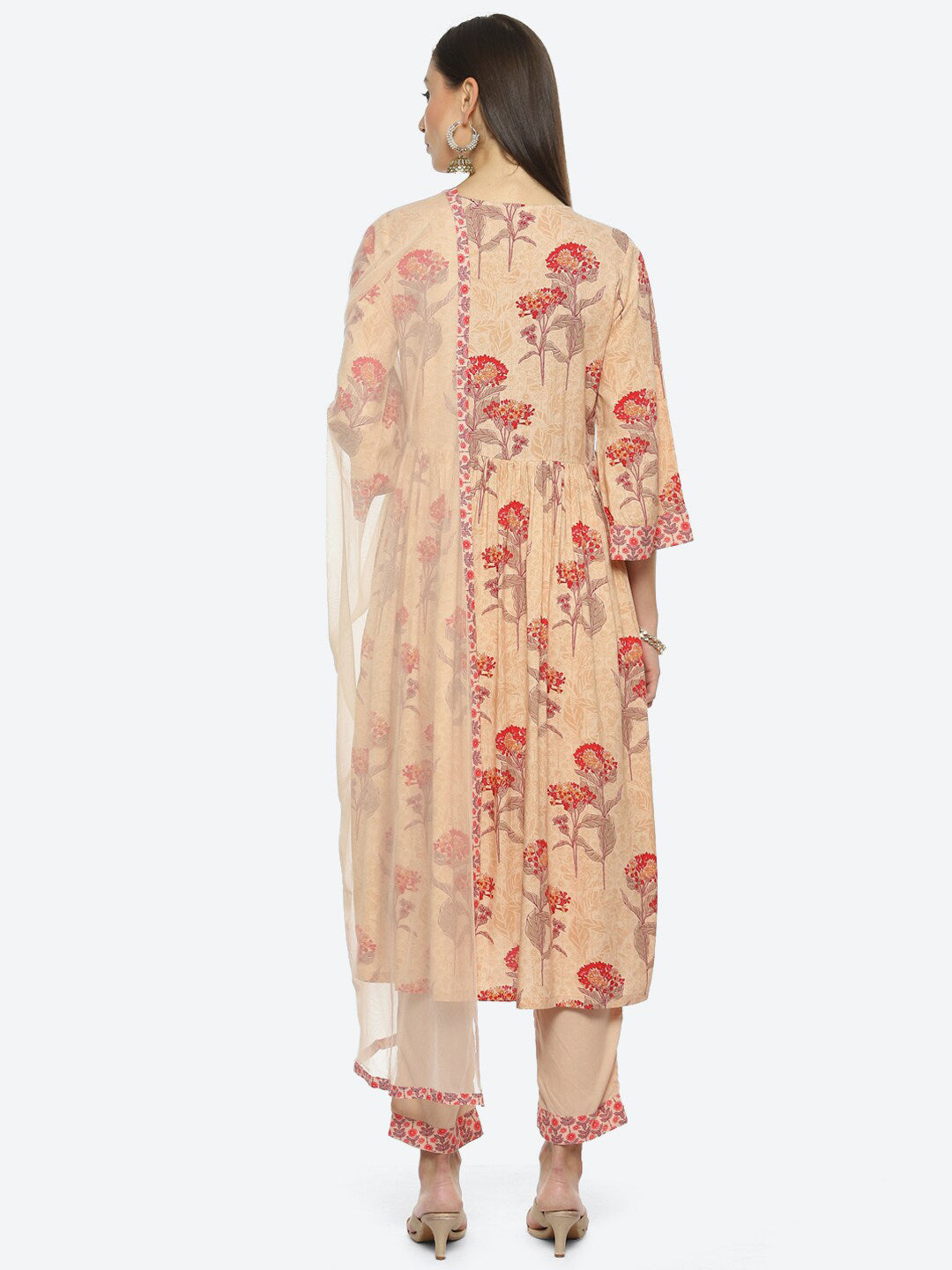 Biba Floral Printed Kurta With Trousers & Dupatta - Distacart