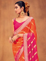 Thumbnail for Saree Mall Striped Woven Design Zari Pure Georgette Sarees - Distacart