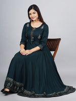 Thumbnail for Kalini Women Green Embroidered Flared Anarkali Kurta - Distacart