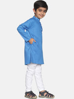 Thumbnail for Sethukrishna Boys Blue Pure Cotton Kurta with Pyjamas - Distacart