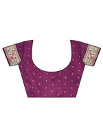 Thumbnail for Mitera Purple & Blue Ethnic Motif Woven Design Zari Paithani Saree - Distacart